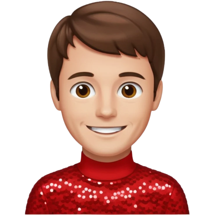 Murray Cook from The Wiggles with brown hair, red sequin skivvy shirt, fair skin emoji