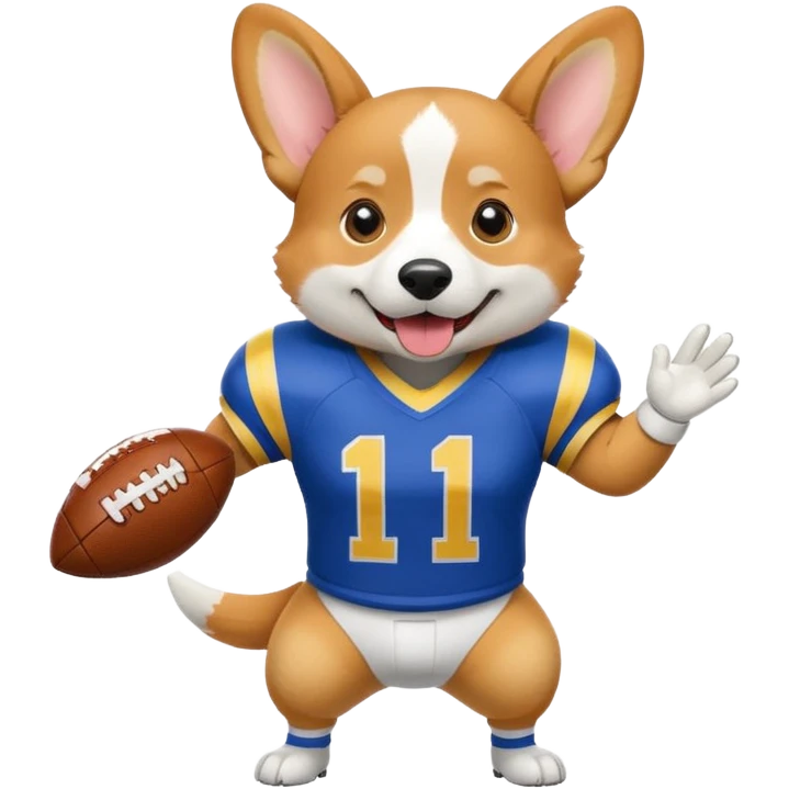 Corgi with football in Maize and Blue Uniform  emoji