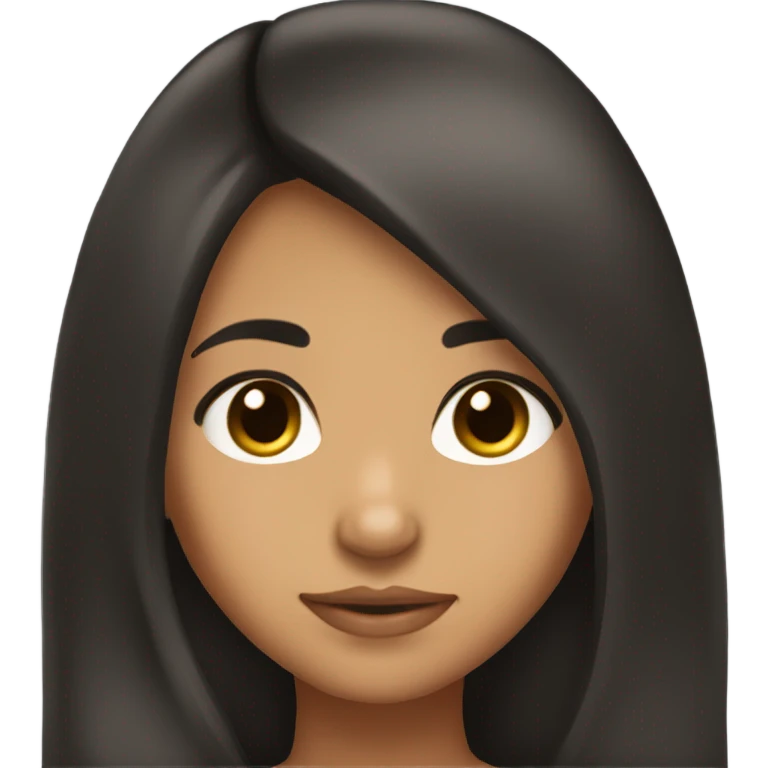 olive skin tone girl with black long hair looking down emoji