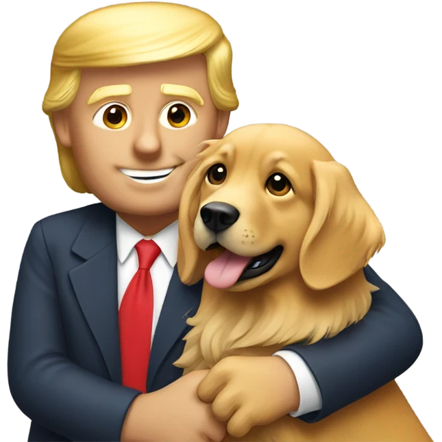 Donald trump holding a golden retriever  emoji