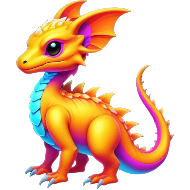 Exotic futuristic lush warm-colored neon Fakémon-Fionbri-creature emoji