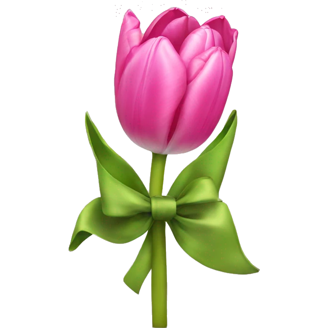 Pink tulips with a bow emoji