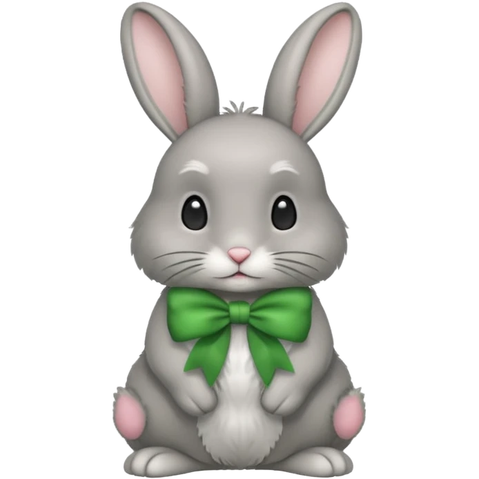 grey rabbit wear green bow emoji