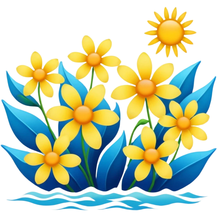 Flowers ,sea and sun emojis emoji