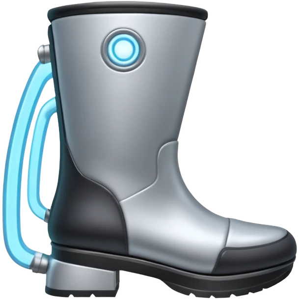 Flat futuristic emoji of sleek jet boots with soft glow thrusters, rounded shapes, minimal shading, white background emoji
