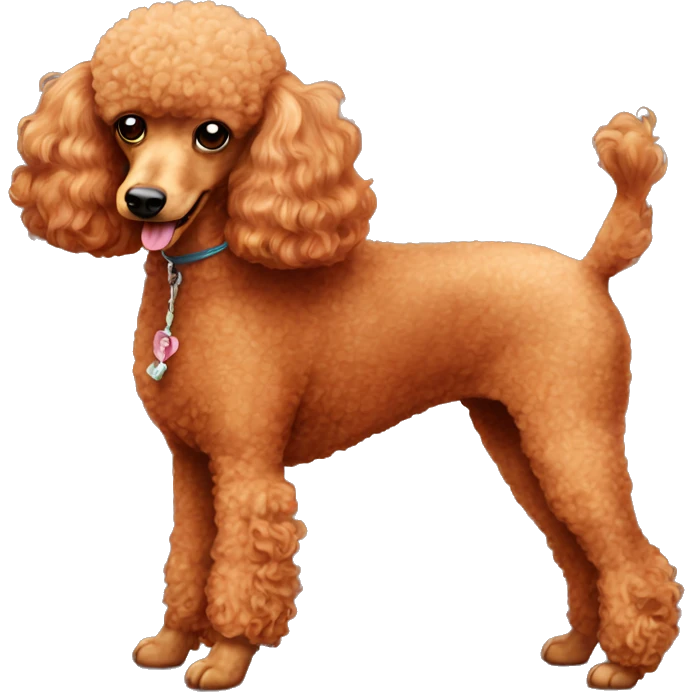 Red poodle eating  emoji