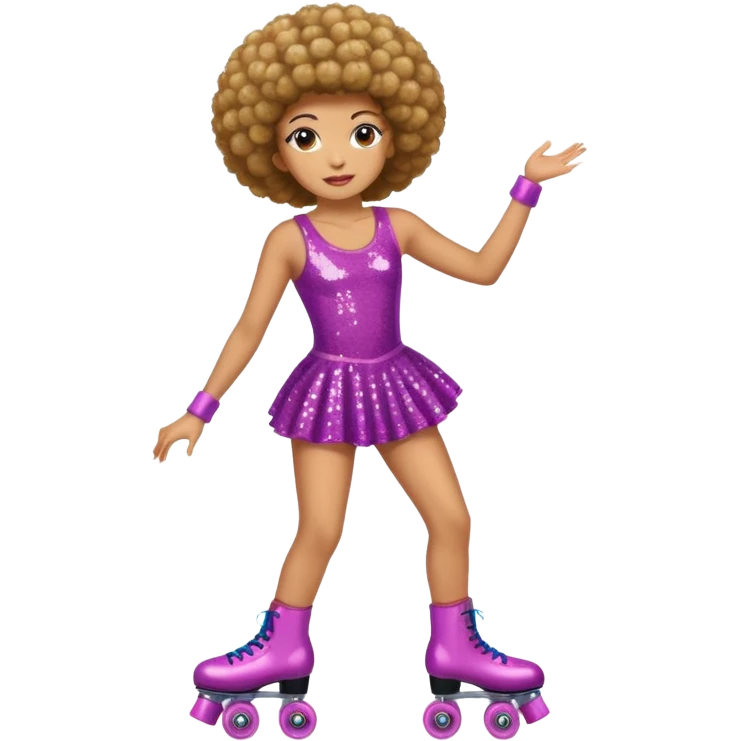 afro hair disco dress and roller skate emoji