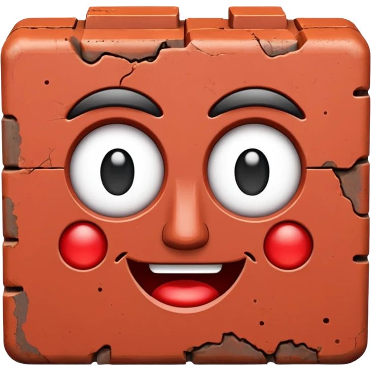 A brick with a face emoji
