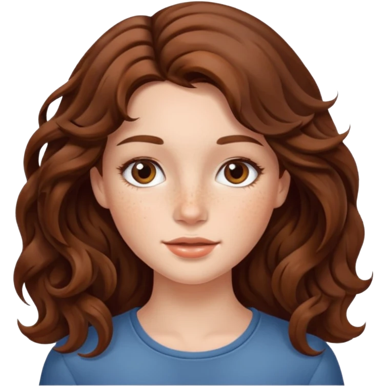 a beautiful girl with wavy volumes brown hair emoji