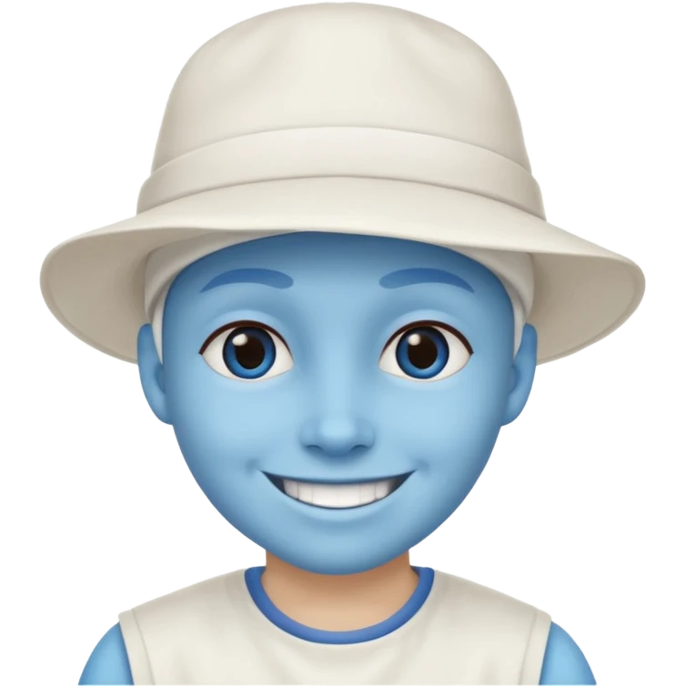 A blue face with a White cap it looks like the smurfs emoji