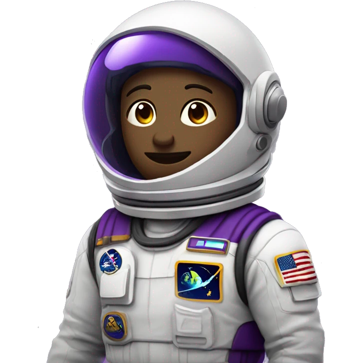 astronauta morado con el visor cerrado,que no se vea su rostro y que tenga traje negro emoji