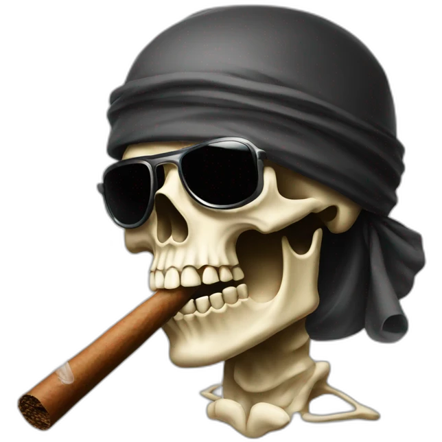 blindfolded skull smoking a cigar emoji