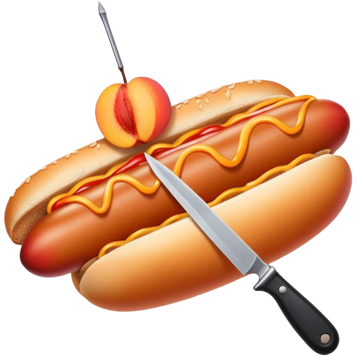 Hotdog stabbing peach emoji