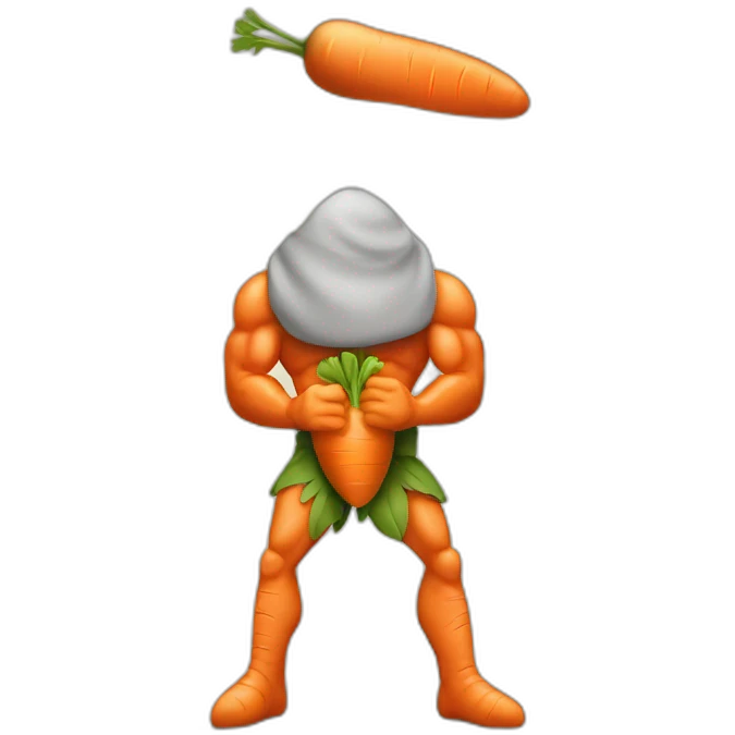 Very Muscular carrot man hiding carrots in pants emoji