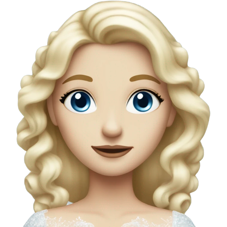 Beautiful blond girl with blue eyes and long wedding dress emoji