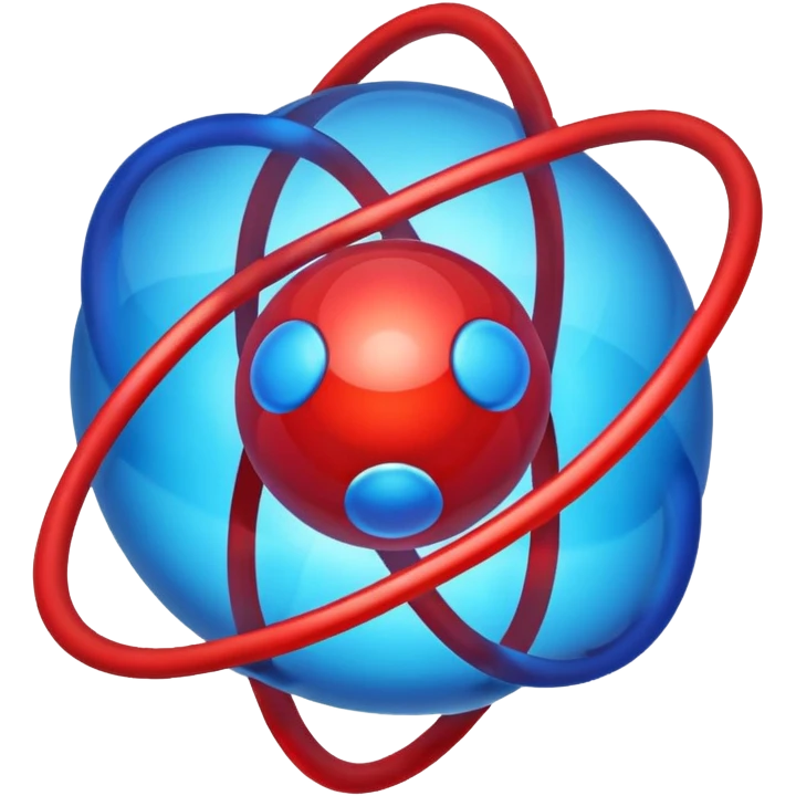 blue and red atom emoji