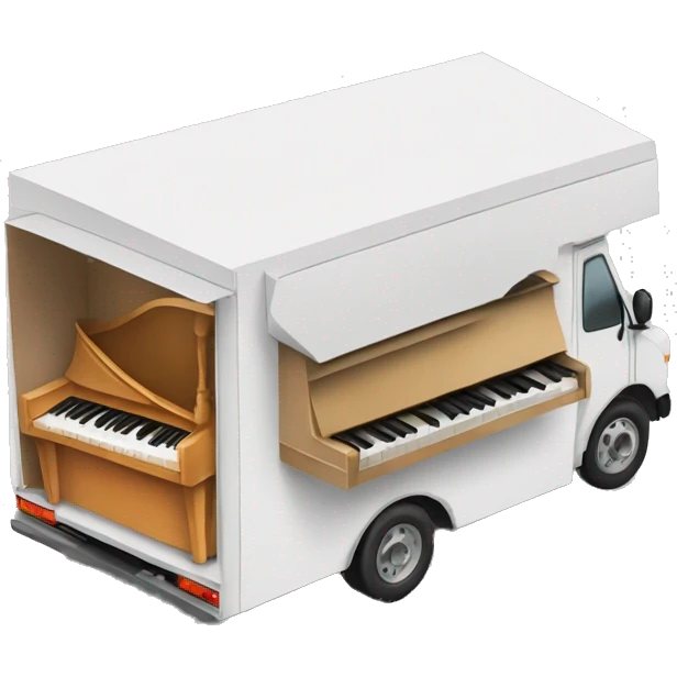 piano in a box truck, side angle  emoji