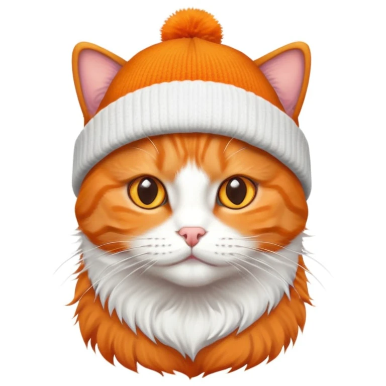 an orange cat wearing a beanie and a white t-shirt  emoji