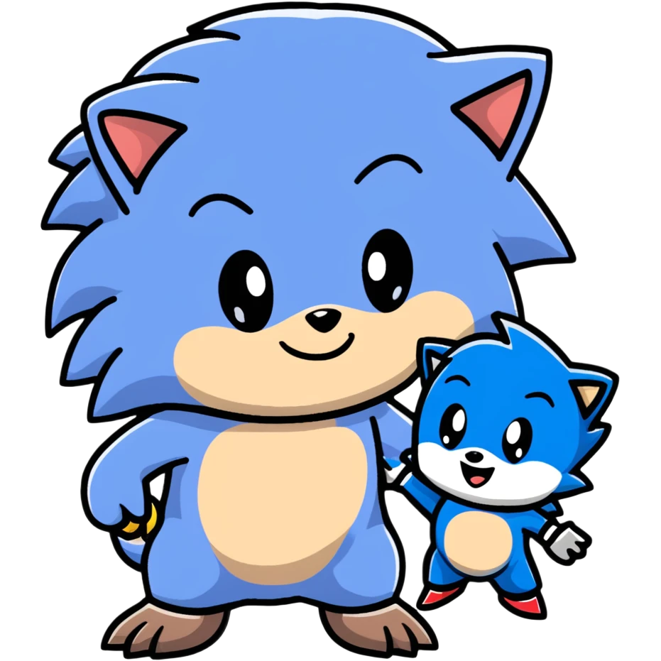 Baby Sonic the Hedgehog and baby Silver the Hedgehog together emoji