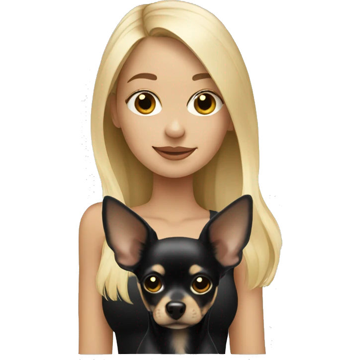 Blonde girl with black chihuahua emoji