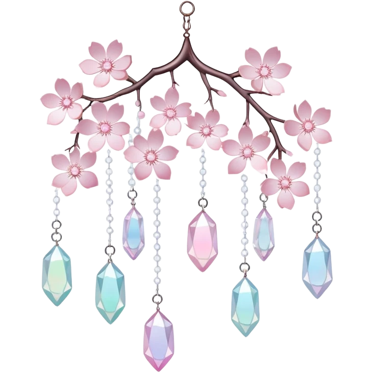 Hanging Iridescent pastel pink sakura crystals white-pearly suncatcher emoji