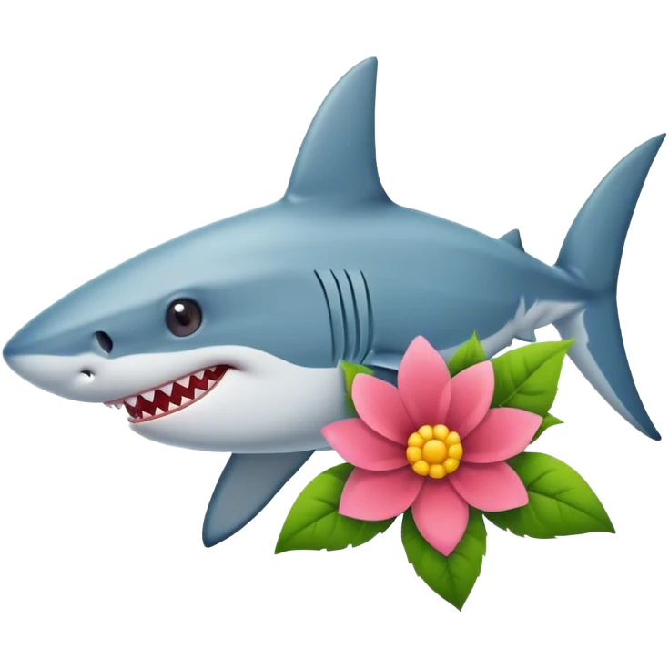 Shark with flower emoji