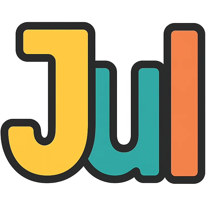 decorative icon of the word 'Jul' emoji