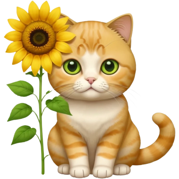 Scottish fold with sun flower  emoji