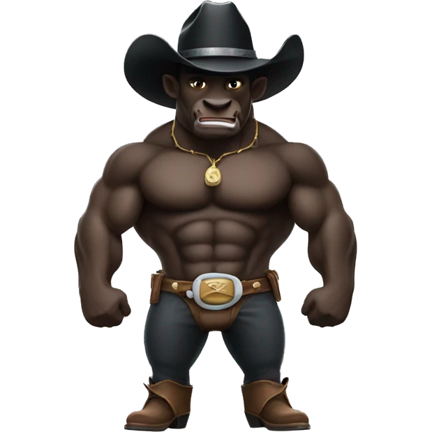 A Muscular black bull wearing cowboy hat emoji