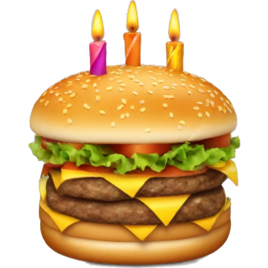 Hamburger with birthday candles  emoji