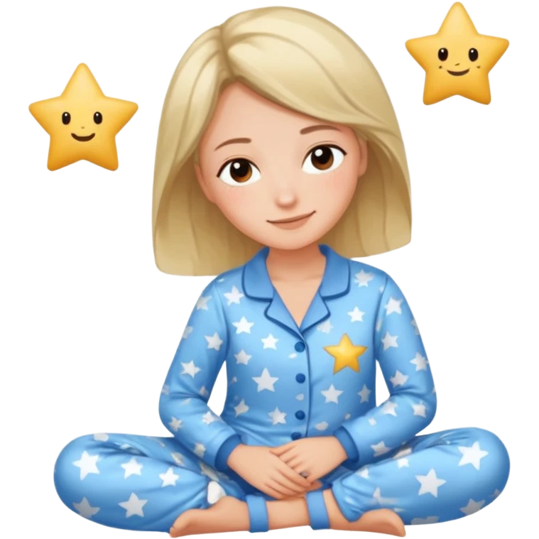  "type": "human",
      "look": "woman in star-print pyjamas, soft blue set, sleepy smile", emoji