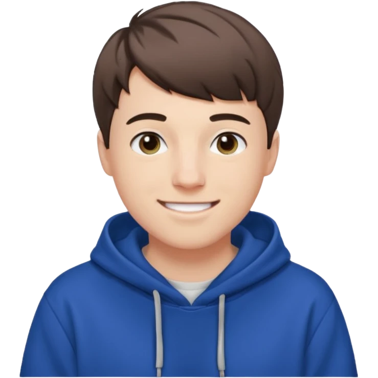 Draw MrBeast in casual hoodie with short hair, french cut  & friendly smile. emoji