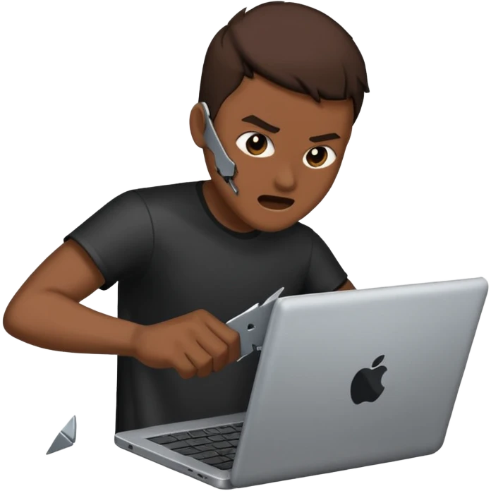 smashing a laptop emoji