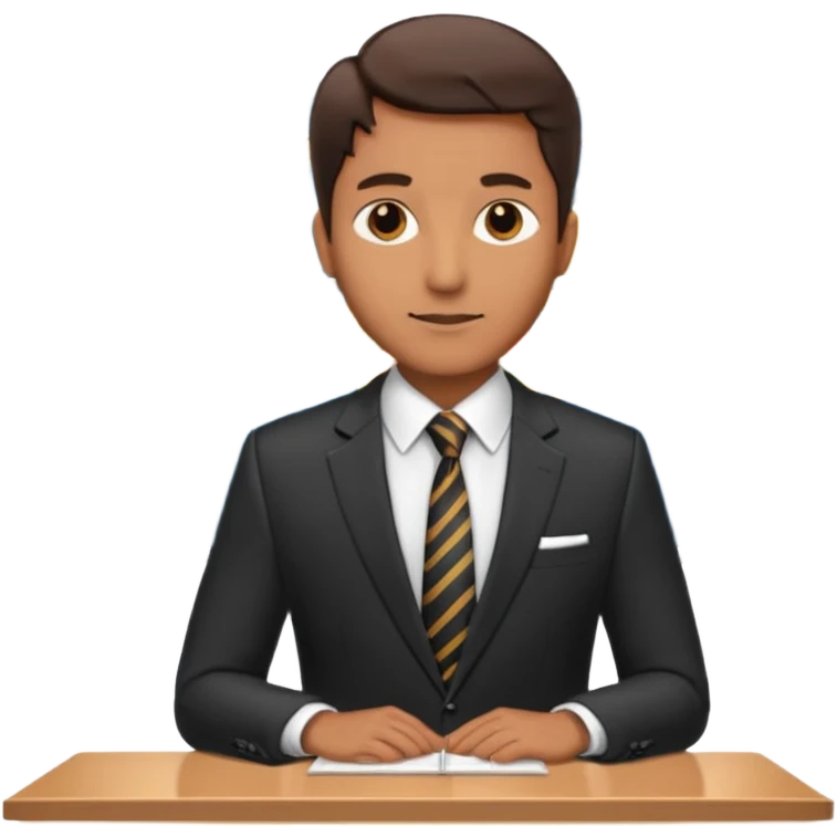 a man standing in front of the presentation table  emoji