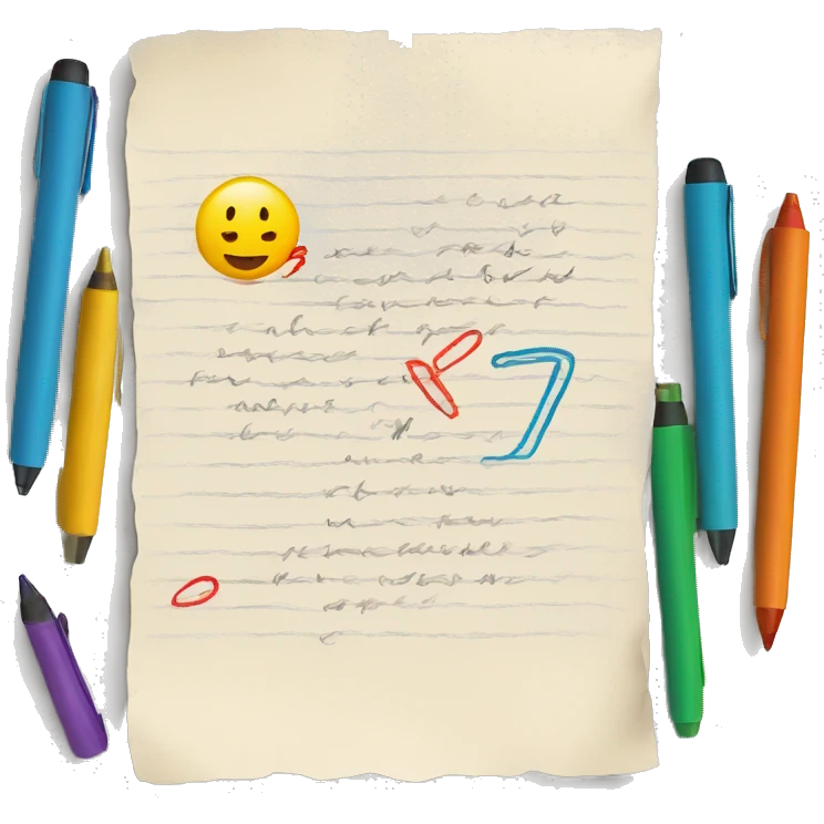 Handwriting to Text. colorful drawings. Near is pen emoji
