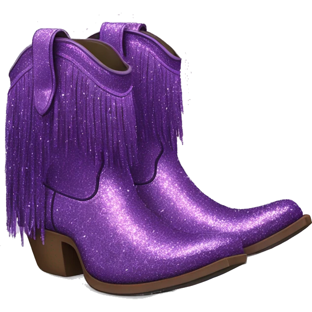 Realistic purple fashion cowgirl boots with sparly shiny glitter fringe on them. emoji