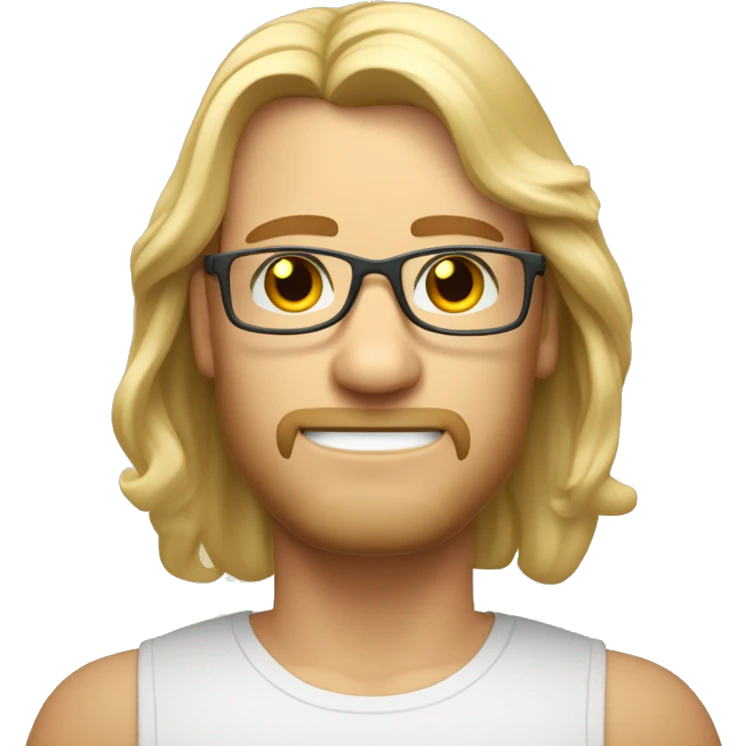 Blonder Mann schulterlange haare dünn mit Brille macht Yoga  emoji