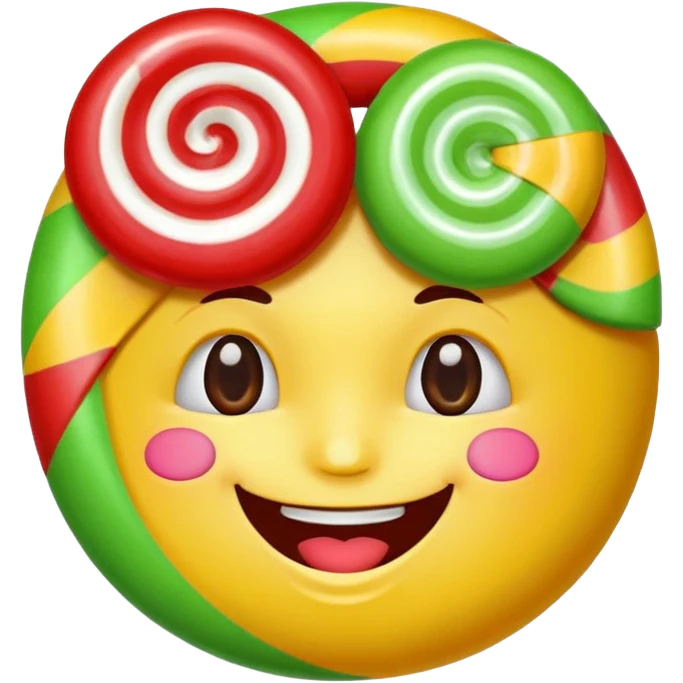 candy with a face and accessories emoji