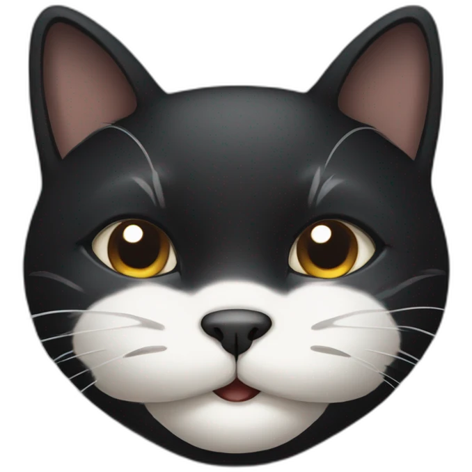 black cat with white underbelly upto chin emoji