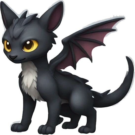 Cute cool fantasy dark-themed animal hybrid Fakemon full body emoji