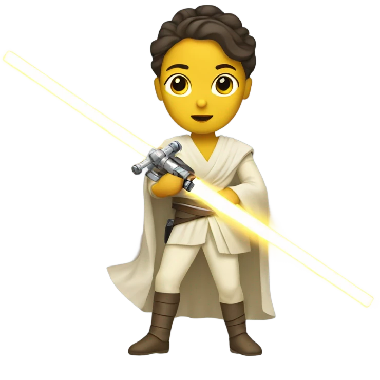 rey skywalker holding a yellow lightsaber emoji