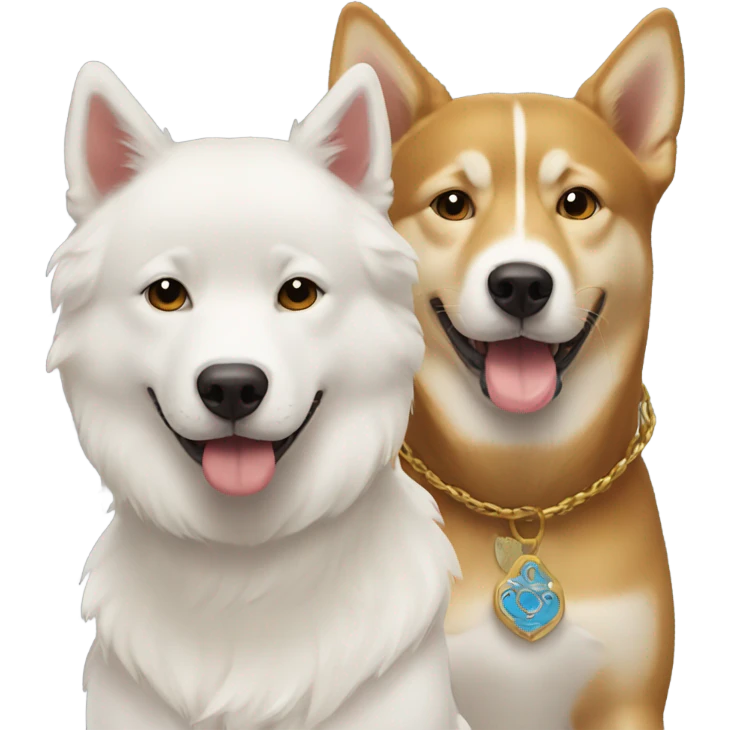 Two châtain  boy and One golden y usky  emoji