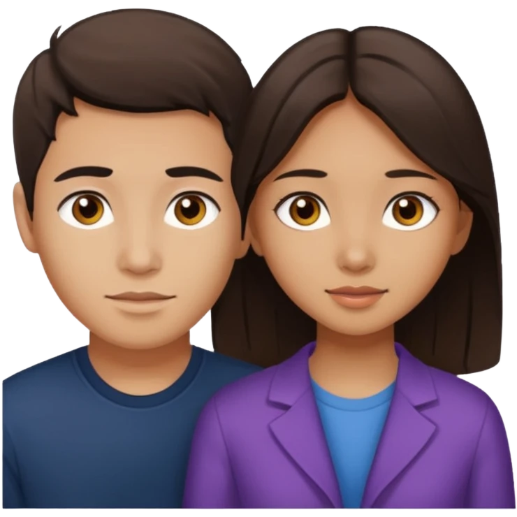 A darker Asian girl with brown eyes and dark brown hair, with her white boyfriend who has hazel eyes and light brown hair. emoji