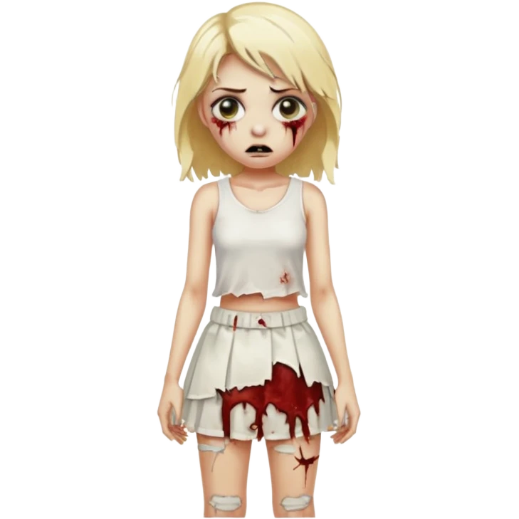 zombie blonde girl with white skirt emoji
