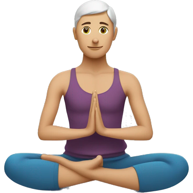 persona en posicion de yoga con manos unidas en palma emoji
