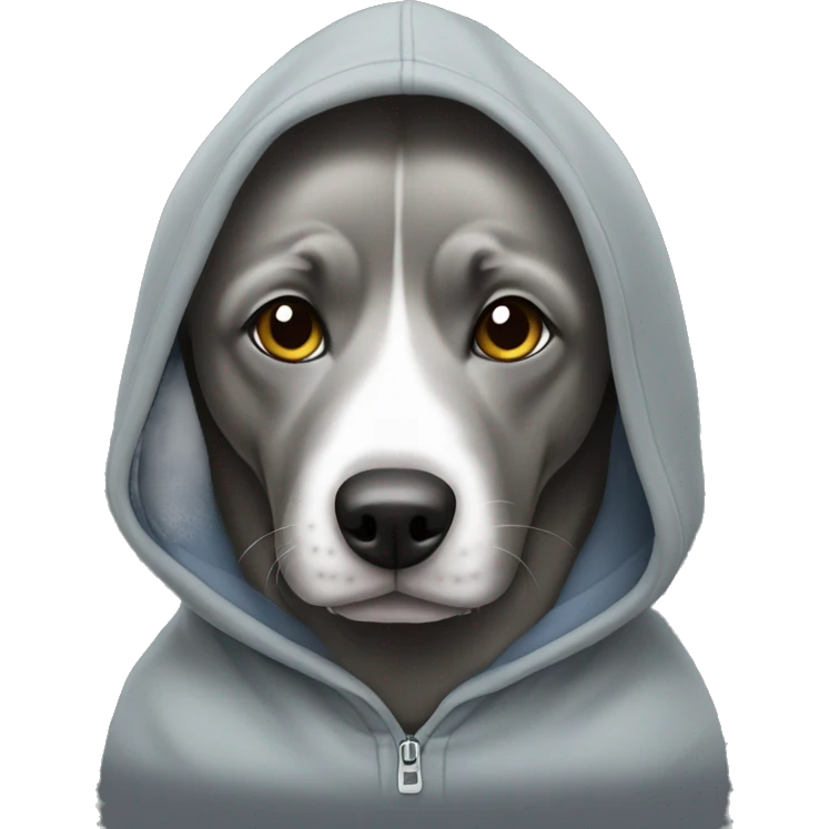 Gray dog wearing hoodie  emoji