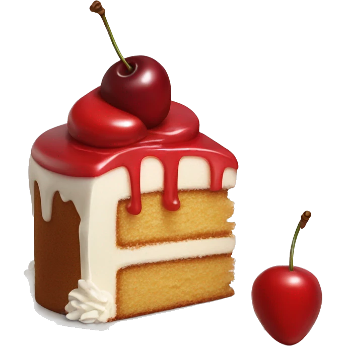 Red and white cake with one cherry on top emoji
