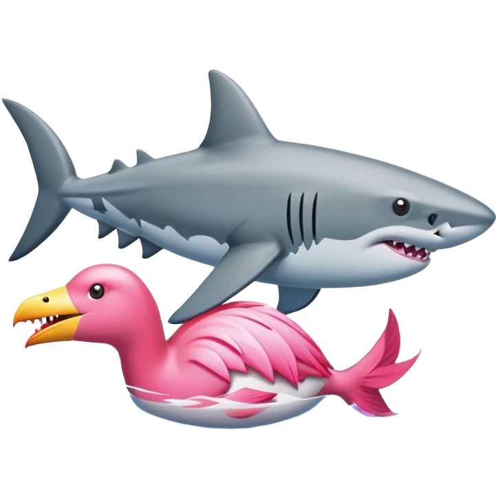 Shark with flamingo floater emoji