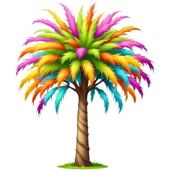 colorful fluffy Truffula tree from The Lorax with bright tuft on top and tall thin trunk emoji