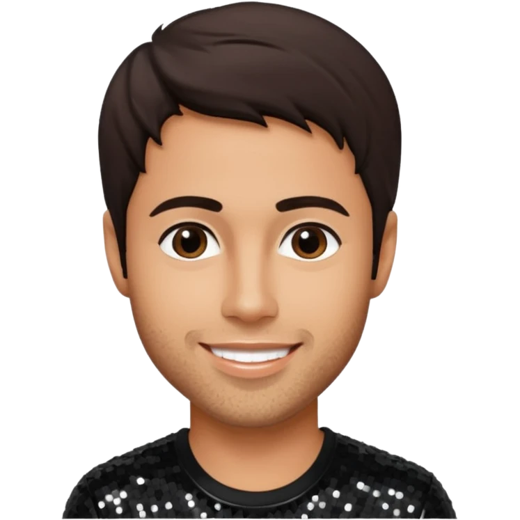 Enrique Iglesias with dark brown hair, black sequin outfit emoji